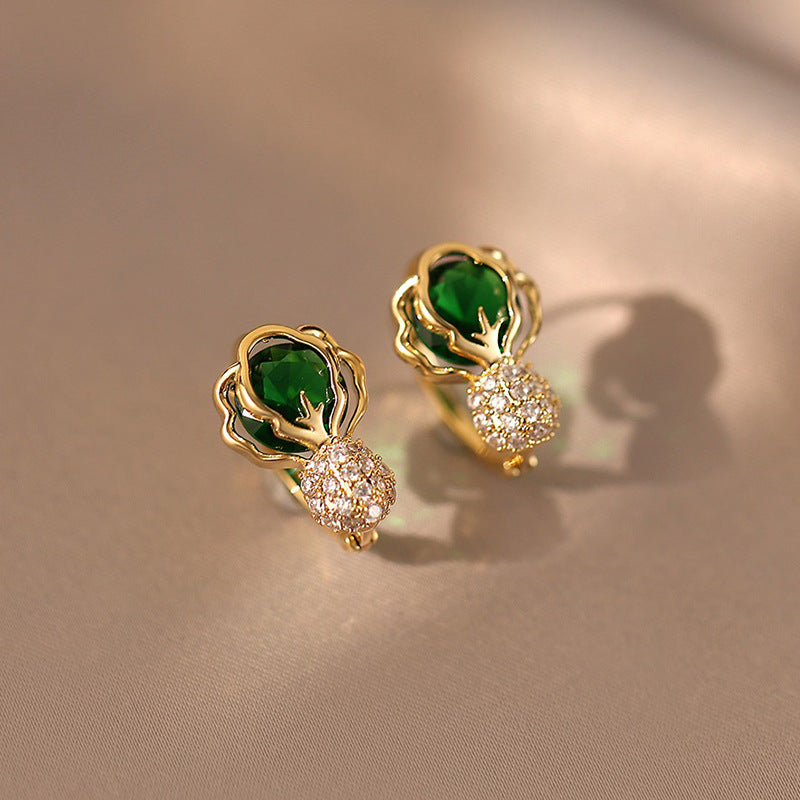 18K Gold-Plated Diamond Earrings