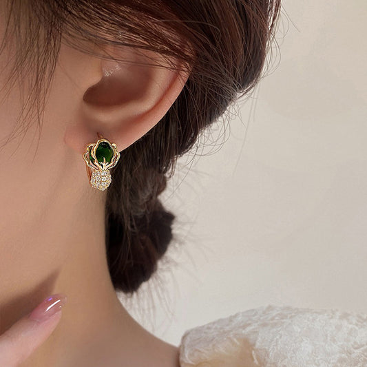 18K Gold-Plated Diamond Earrings