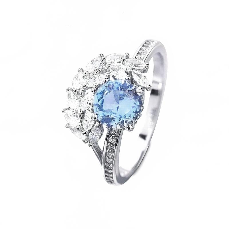 Luxury S925 Silver Blue Moissanite Ring