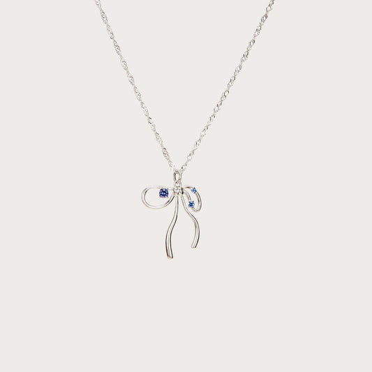 Gold-Plated Zircon Niche Bow Necklace