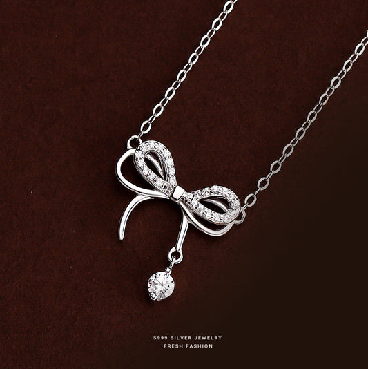 Silver Bow Necklace