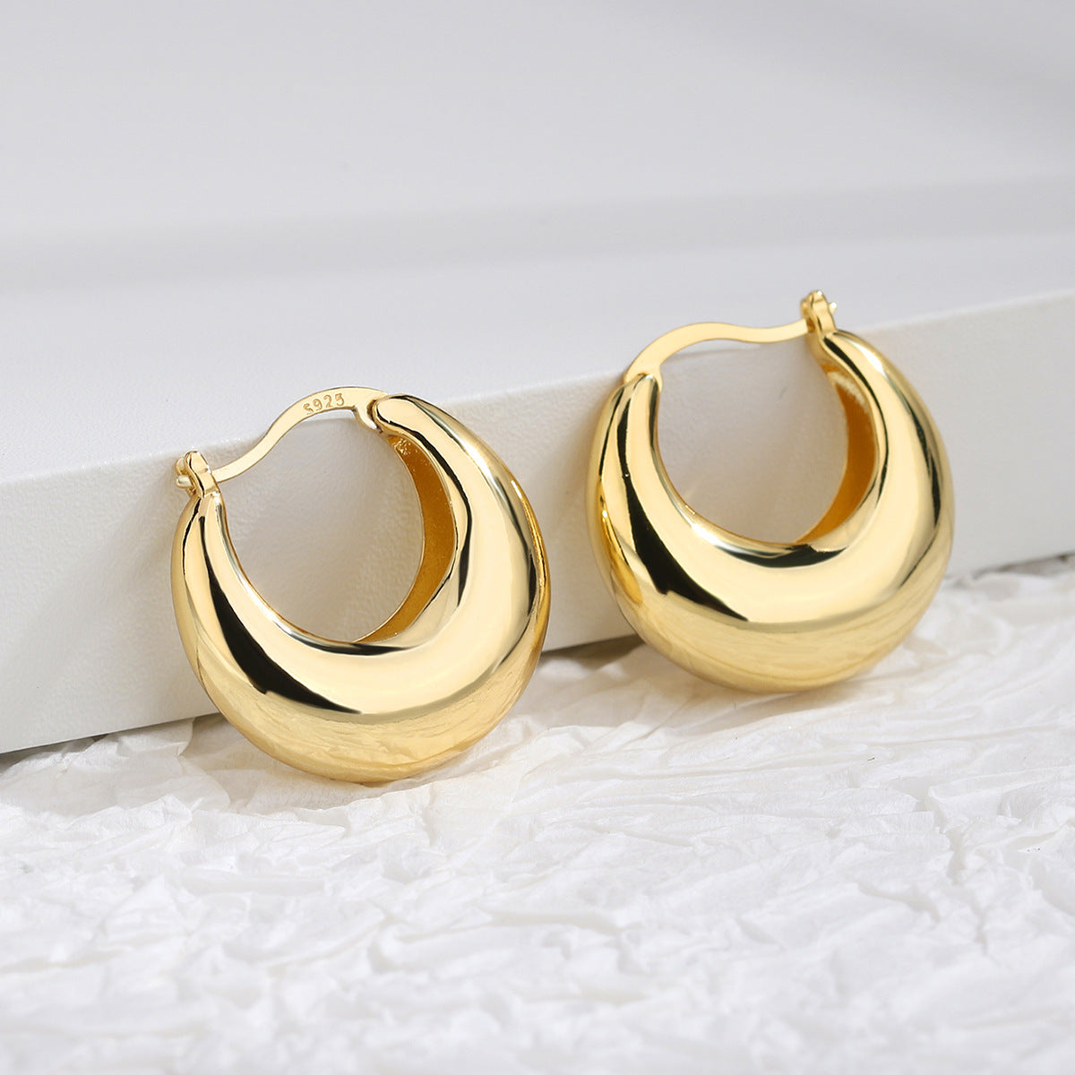 Stylish Half-Circle Gold-Plated Earrings