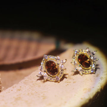 Vintage Oval Zircon Earrings