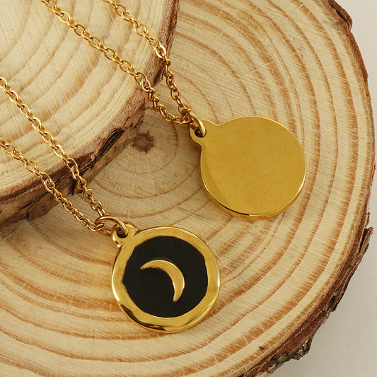 Crescent Moon - Exquisite Enamel Couples Necklace